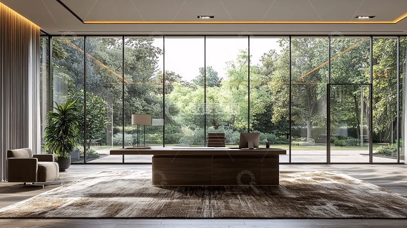 高清大图下载【趣麦麦图】办公室落地窗外绿植景观