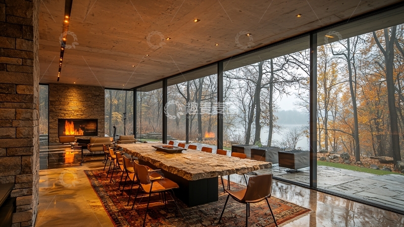 高清大图下载【趣麦麦图】宽敞明亮的现代餐厅