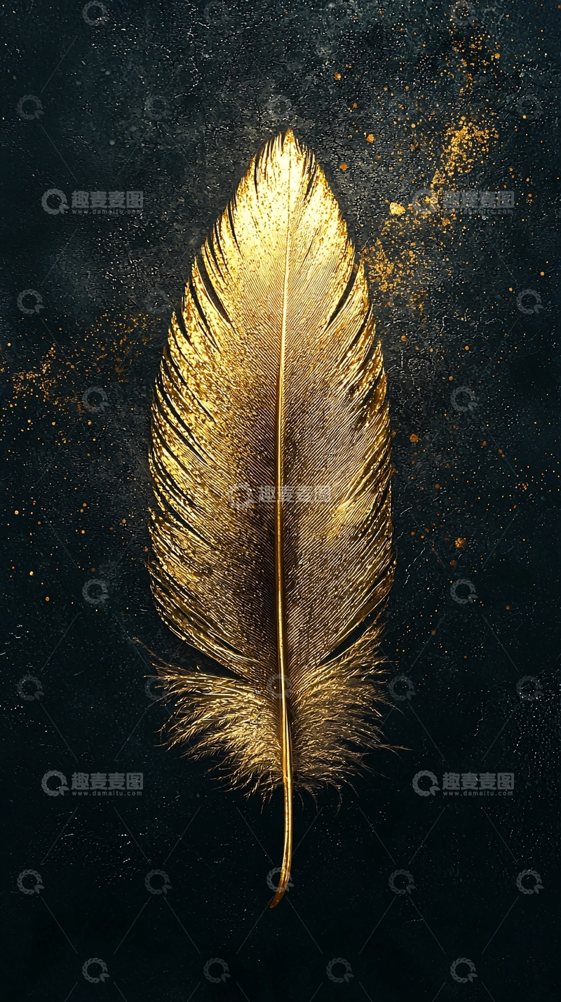 高清大图下载【趣麦麦图】金色羽毛