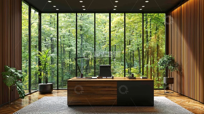 高清大图下载【趣麦麦图】绿色森林景观办公室
