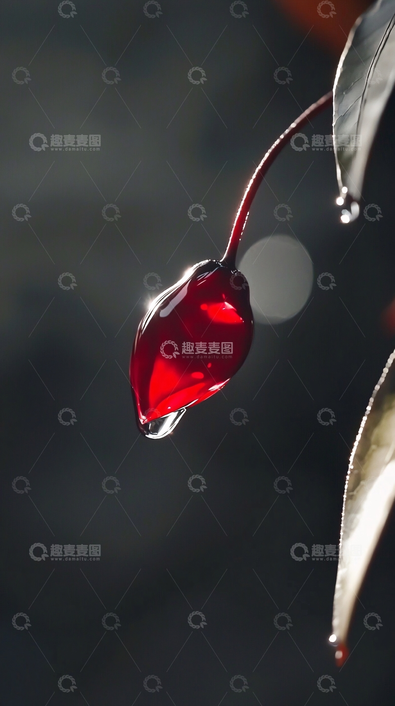 高清大图下载【趣麦麦图】红宝石般晶莹剔透的花苞