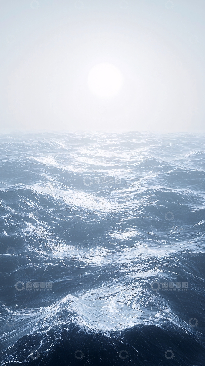 高清大图下载【趣麦麦图】波光粼粼的海洋在阳光下