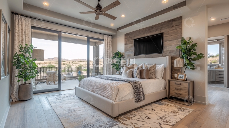 高清大图下载【趣麦麦图】现代风格卧室带阳台