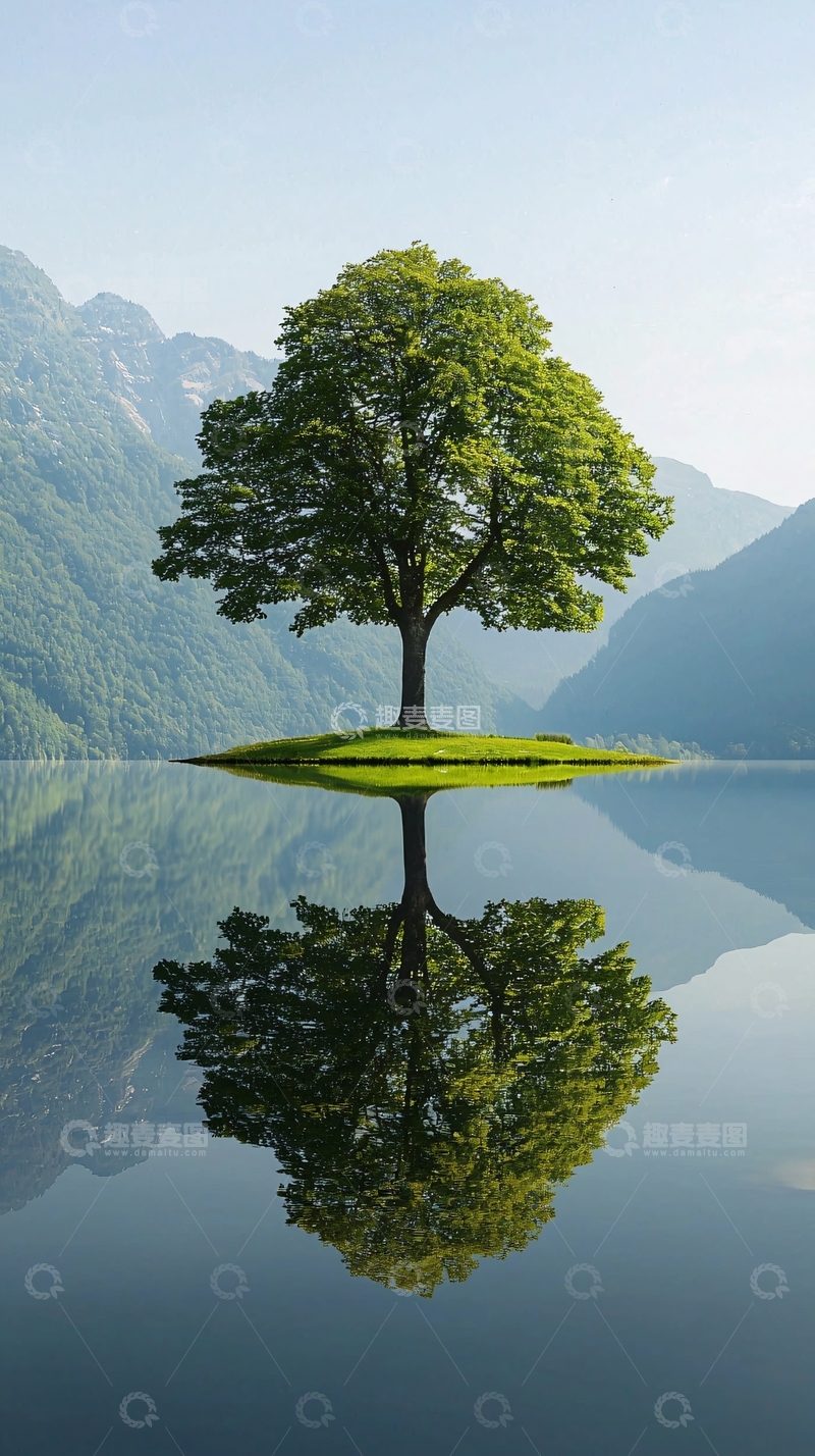 高清大图下载【趣麦麦图】孤树倒影