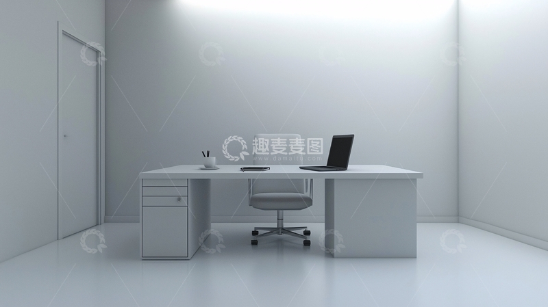高清大图下载【趣麦麦图】极简白色现代化办公室