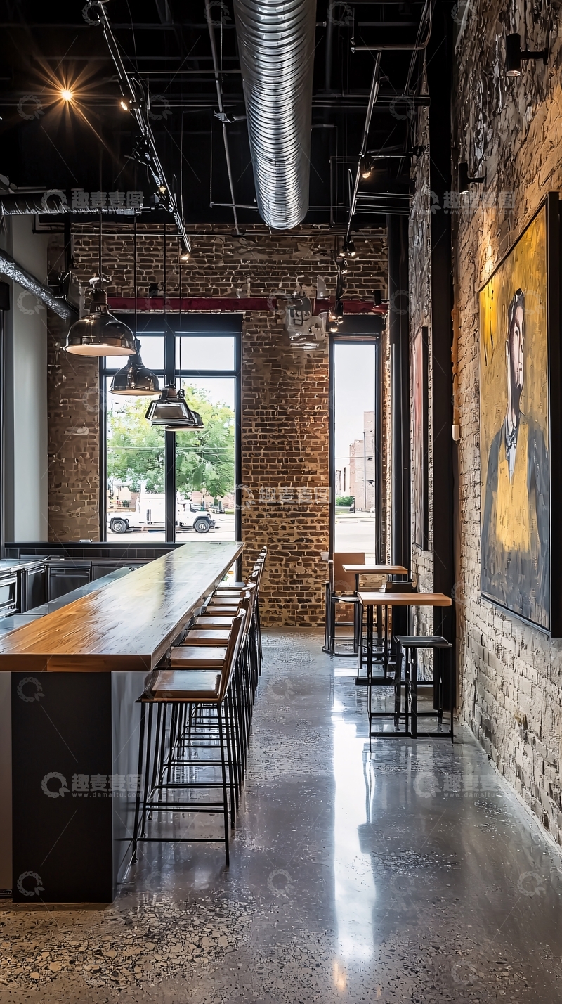 高清大图下载【趣麦麦图】工业风酒吧长吧台