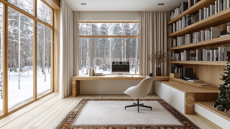 高清大图下载【趣麦麦图】极简风格书房设计