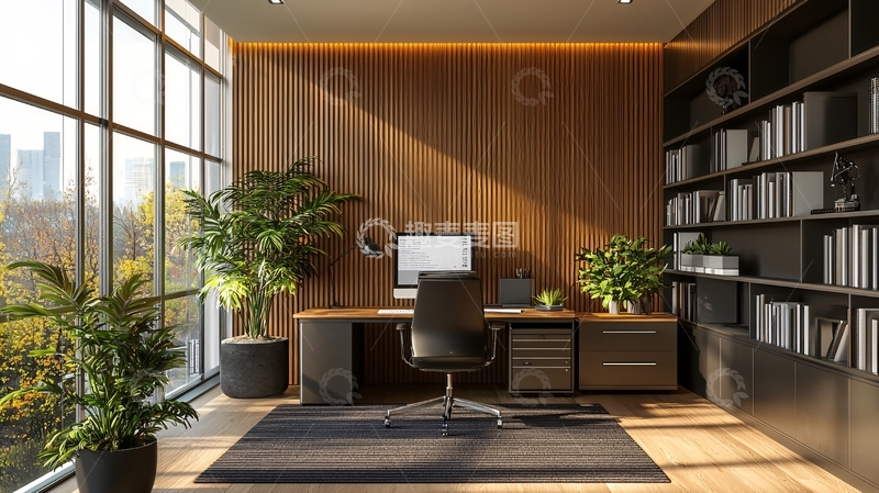 高清大图下载【趣麦麦图】现代简约书房设计