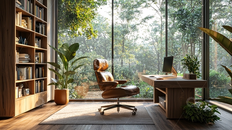 高清大图下载【趣麦麦图】书房自然光线充足