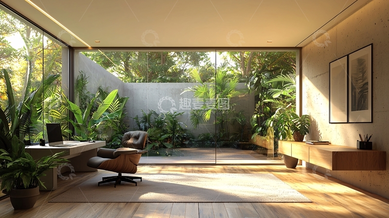高清大图下载【趣麦麦图】采光极佳的室内花园办公室