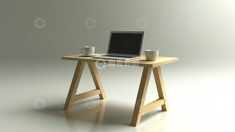 高清大图下载【趣麦麦图】简约木质笔记本电脑桌