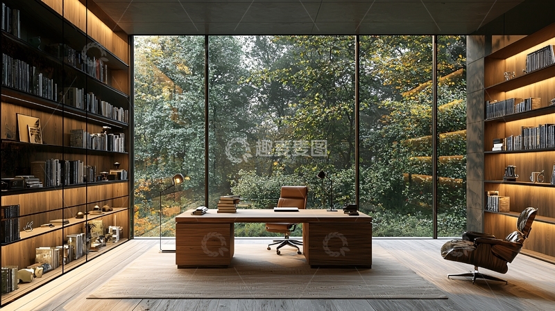 高清大图下载【趣麦麦图】极简风格书房设计