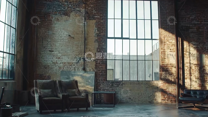 高清大图下载【趣麦麦图】老旧砖墙工业风室内空间