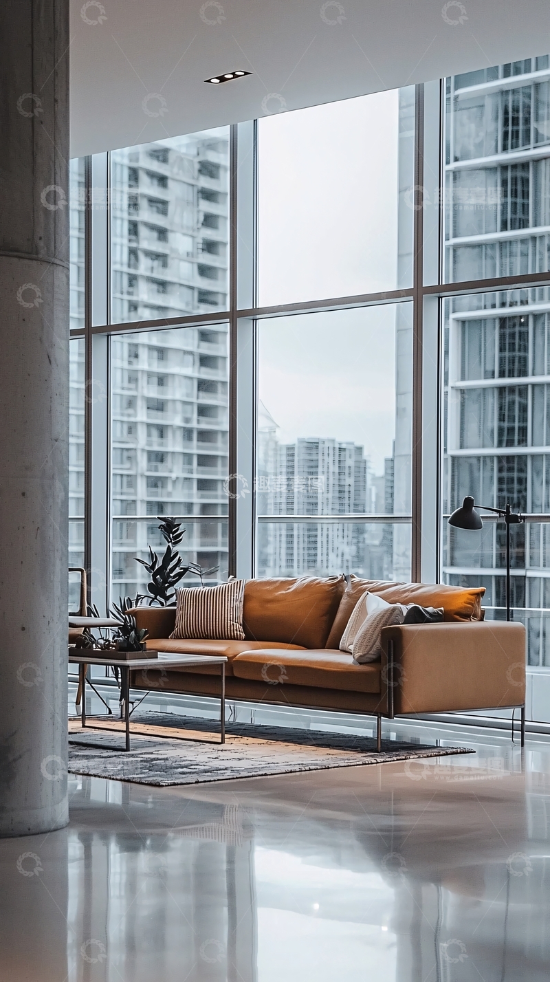 高清大图下载【趣麦麦图】现代简约客厅落地窗