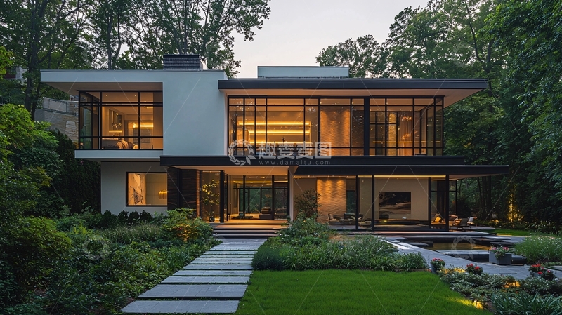 高清大图下载【趣麦麦图】现代简约别墅夜景