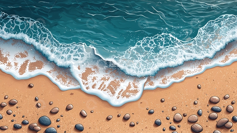 高清大图下载【趣麦麦图】海浪拍打沙滩的场景