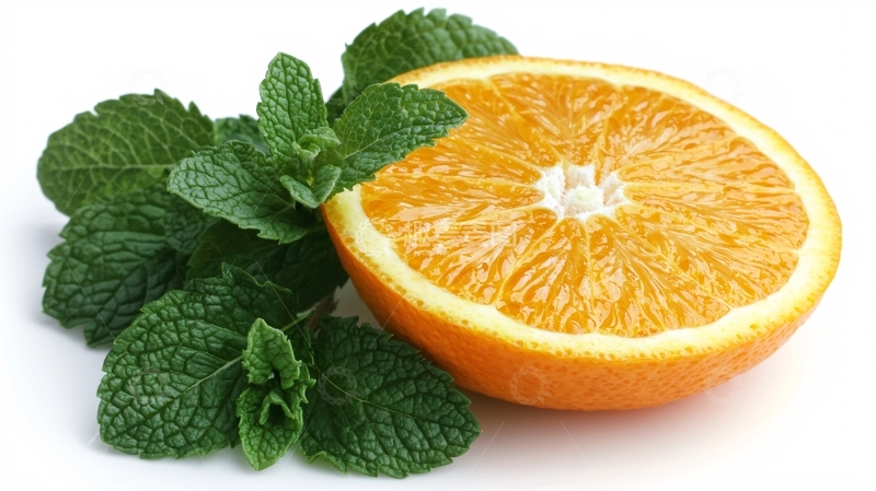高清大图下载【趣麦麦图】新鲜橙子与薄荷叶