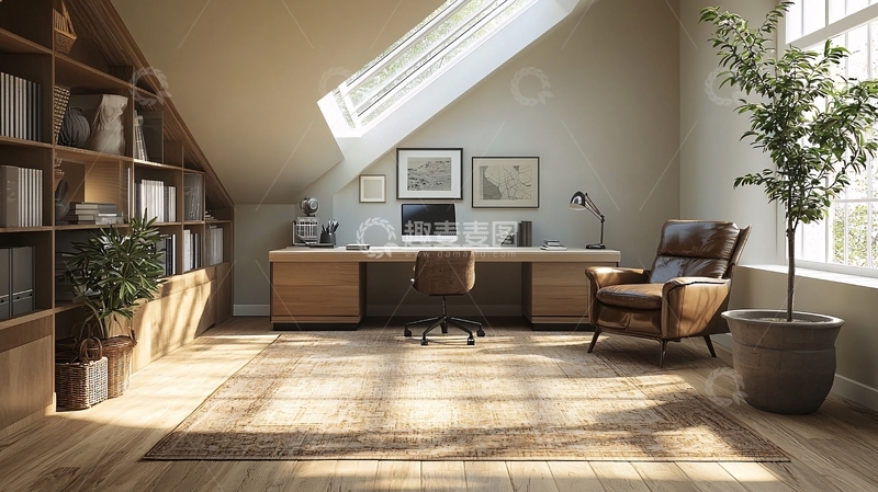 高清大图下载【趣麦麦图】阁楼书房阳光明媚