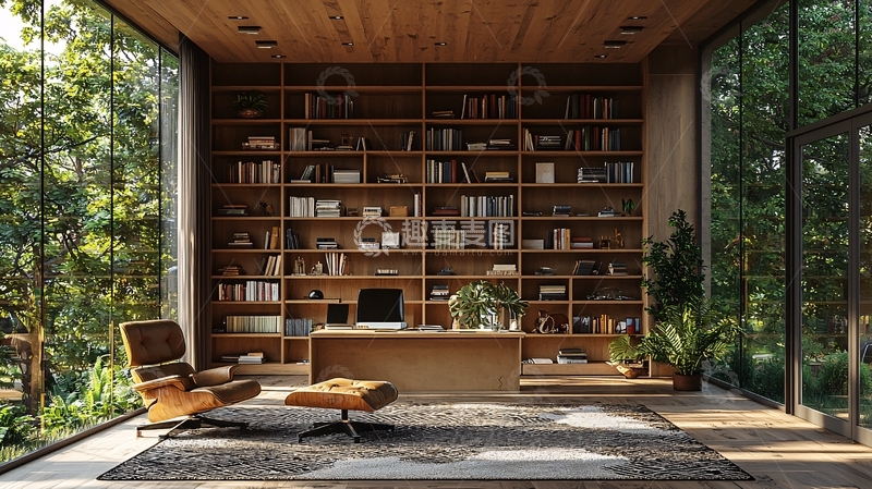 高清大图下载【趣麦麦图】自然光下的舒适书房