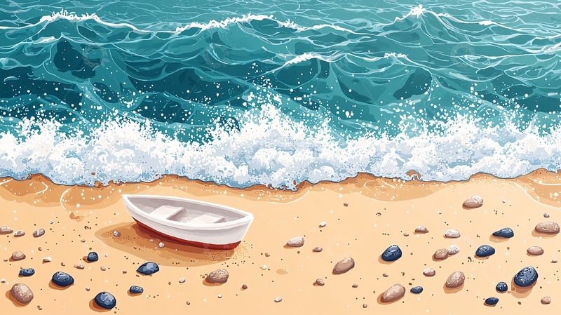 高清大图下载【趣麦麦图】海滩小船