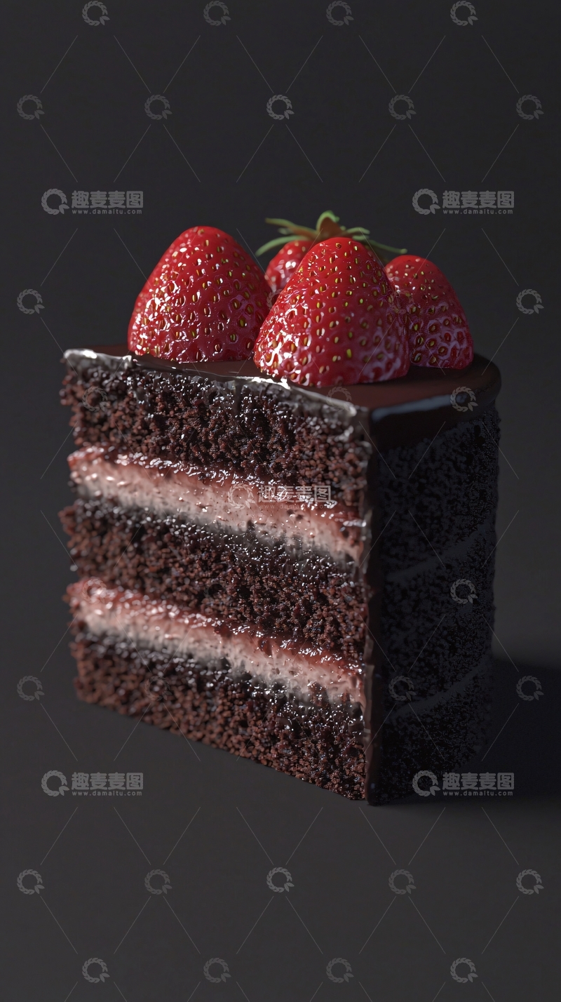 高清大图下载【趣麦麦图】巧克力草莓蛋糕