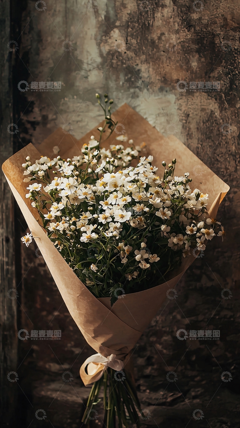 高清大图下载【趣麦麦图】复古风格小雏菊花束