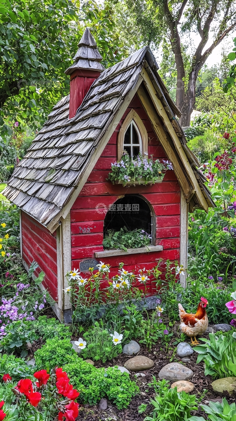 高清大图下载【趣麦麦图】童话般的小红屋花园装饰