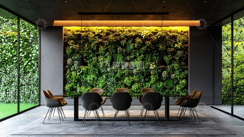 高清大图下载【趣麦麦图】室内绿植墙会议室
