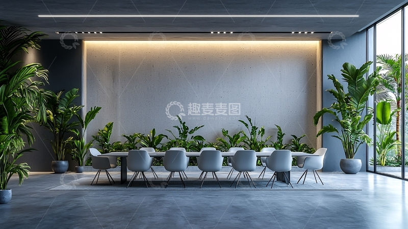 高清大图下载【趣麦麦图】现代简约会议室绿植环绕