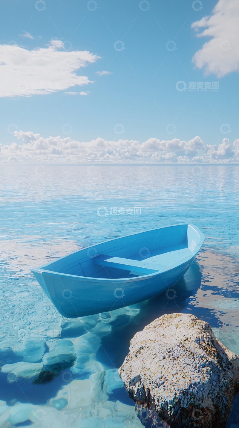 高清大图下载【趣麦麦图】蓝色小船