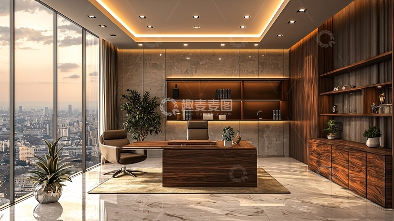 高清大图下载【趣麦麦图】高层办公室落地窗