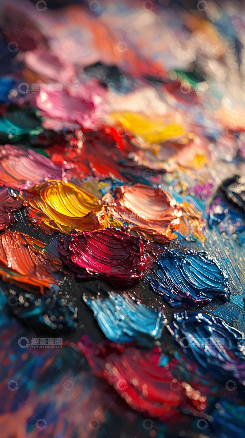 高清大图下载【趣麦麦图】油画颜料色彩肌理特写