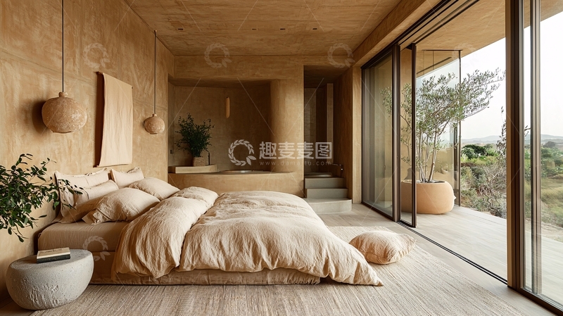 高清大图下载【趣麦麦图】米色简约风卧室
