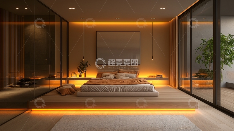 高清大图下载【趣麦麦图】温馨卧室氛围灯光
