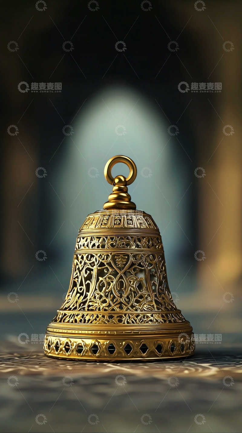 高清大图下载【趣麦麦图】金色镂空小铃铛