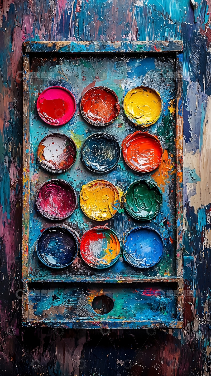 高清大图下载【趣麦麦图】旧颜料盘