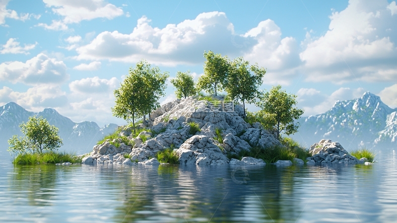 高清大图下载【趣麦麦图】岩石小岛