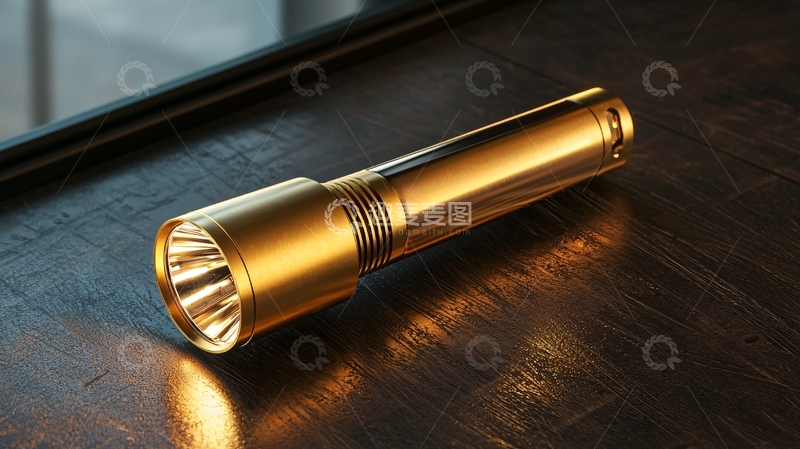 高清大图下载【趣麦麦图】金色金属手电筒