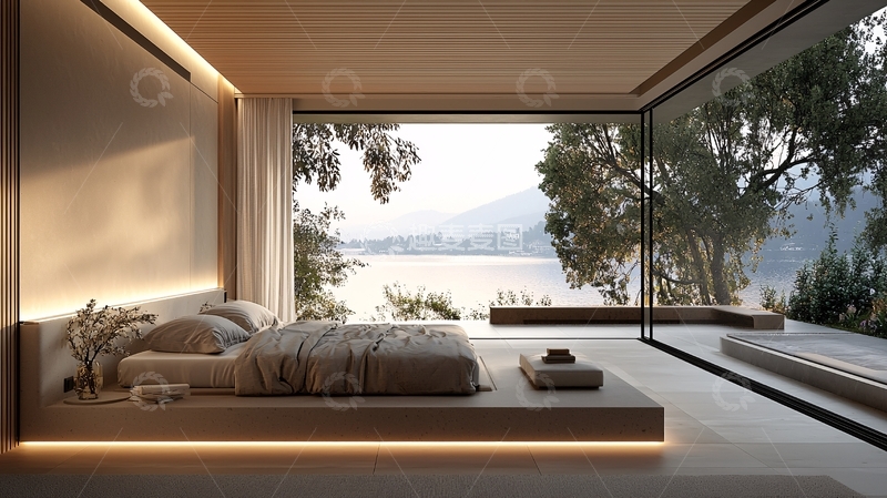 高清大图下载【趣麦麦图】宁静湖景卧室