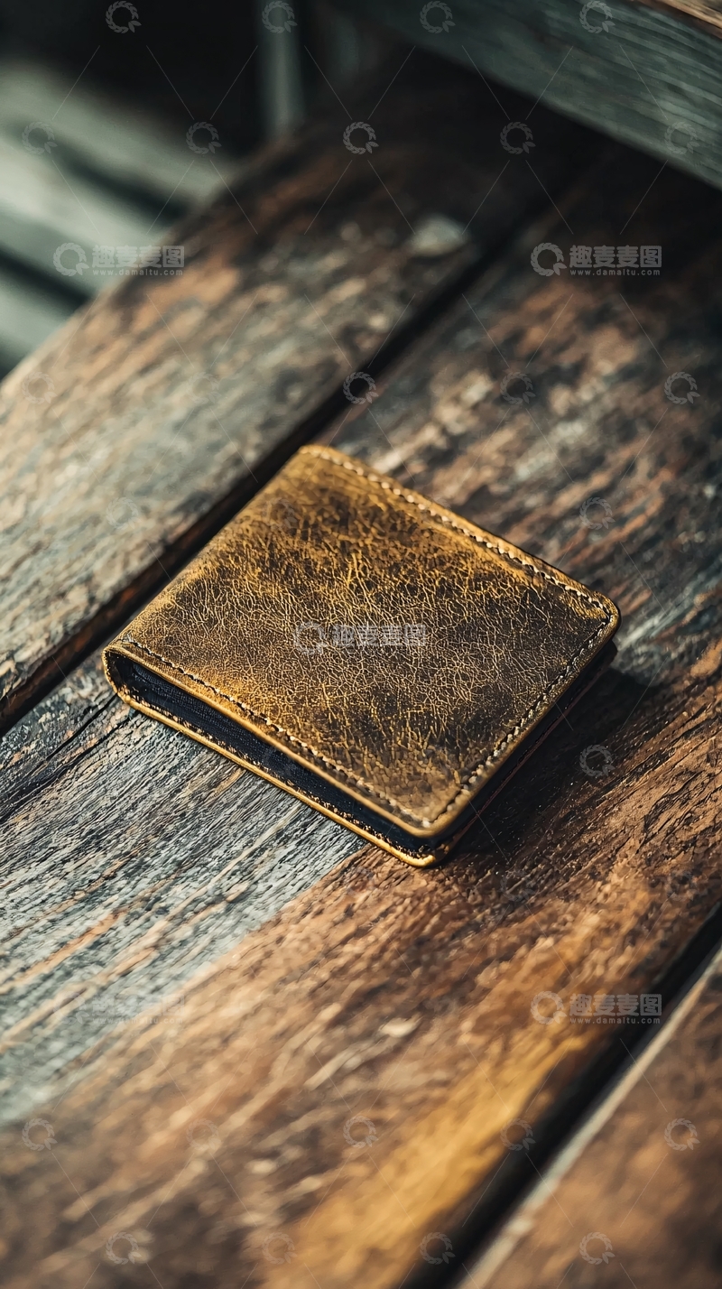 高清大图下载【趣麦麦图】复古做旧皮革钱包
