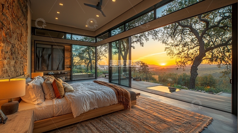 高清大图下载【趣麦麦图】卧室日落美景