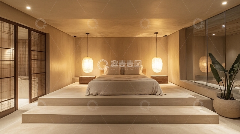 高清大图下载【趣麦麦图】温馨米色调卧室