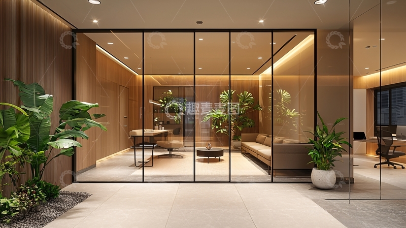 高清大图下载【趣麦麦图】现代简约办公室玻璃隔间