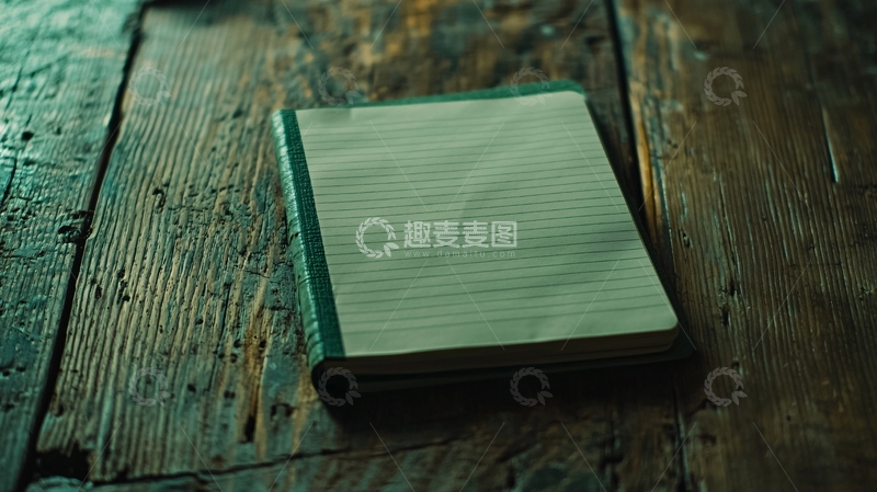 高清大图下载【趣麦麦图】木质桌面上空白笔记本