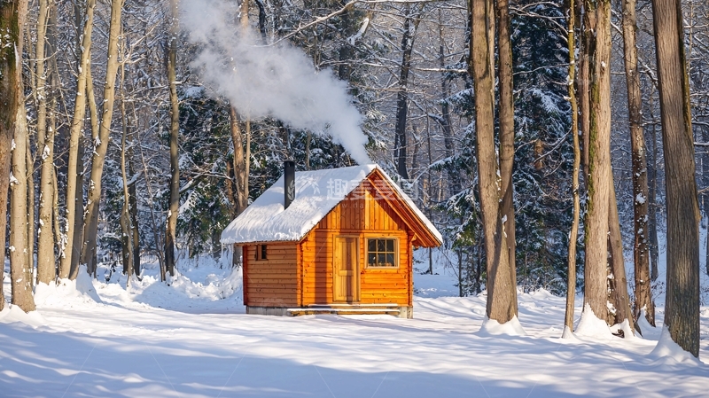 高清大图下载【趣麦麦图】雪地里的木屋
