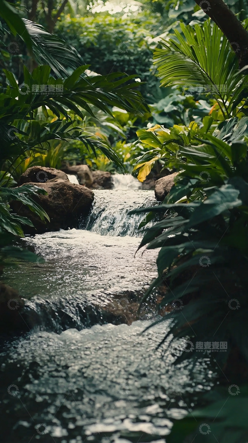 高清大图下载【趣麦麦图】热带雨林溪流