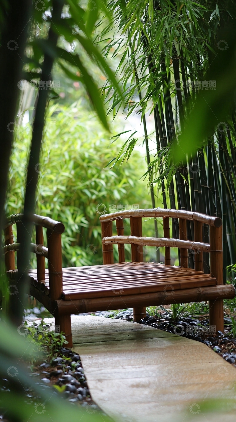 高清大图下载【趣麦麦图】竹林小桥