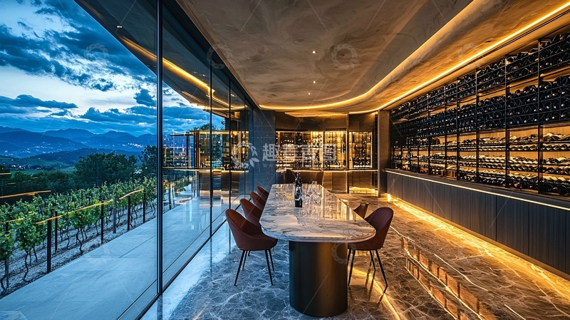 高清大图下载【趣麦麦图】高端酒窖餐厅全景