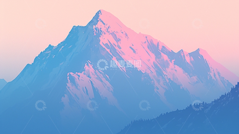 高清大图下载【趣麦麦图】粉色梦幻雪山日出