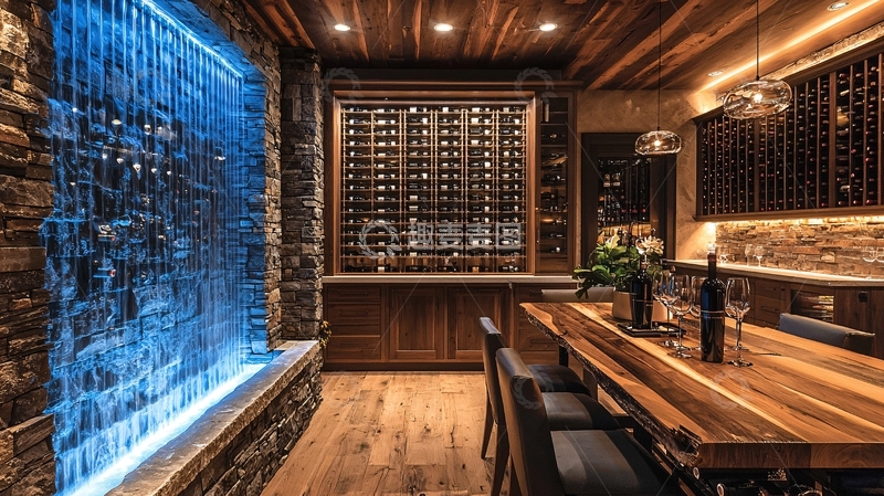 高清大图下载【趣麦麦图】室内瀑布酒窖